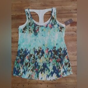 J. Jill Aqua Multi Floral Racerback Tank